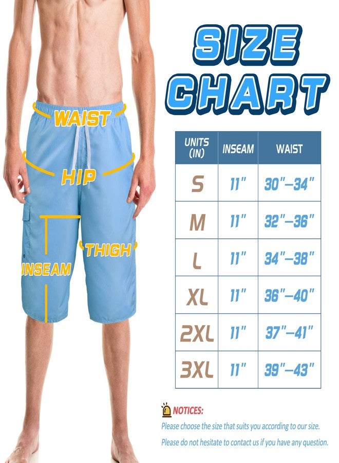 Srnede Mens Swimming Trunks Swim Trunks Quick Dry 11 Inch Swim Shorts with Mesh Lining Funny Swimwear Bathing Suits Light Blue - Image 2